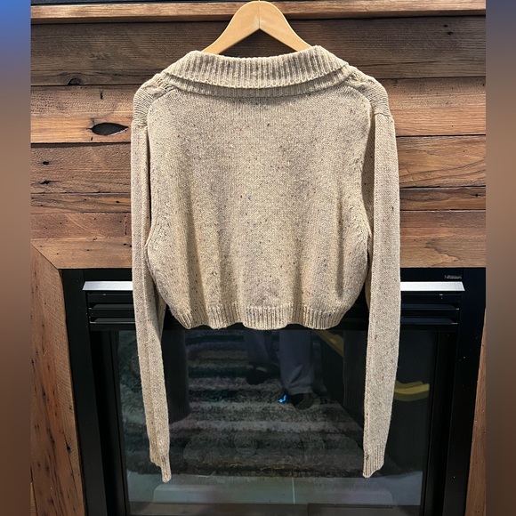 BOGO Eyeshadow Brown/Tan Cropped Long Sleeve Cardigan w/Satin Bow Size 2X - Picture 2 of 5